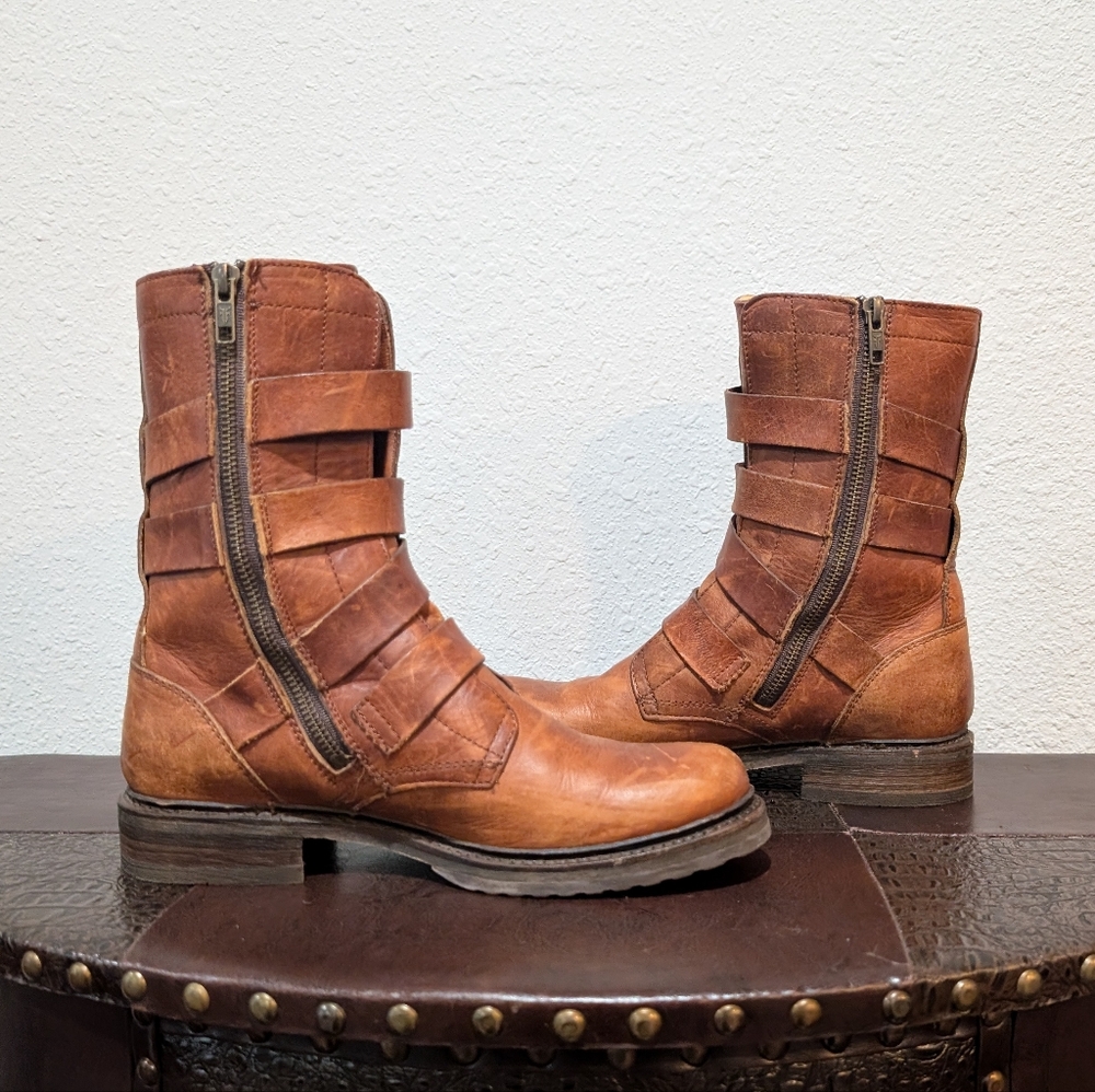 FRYE Veronica Tanker Combat Boot Brown Sz 8B - Picture 12 of 16